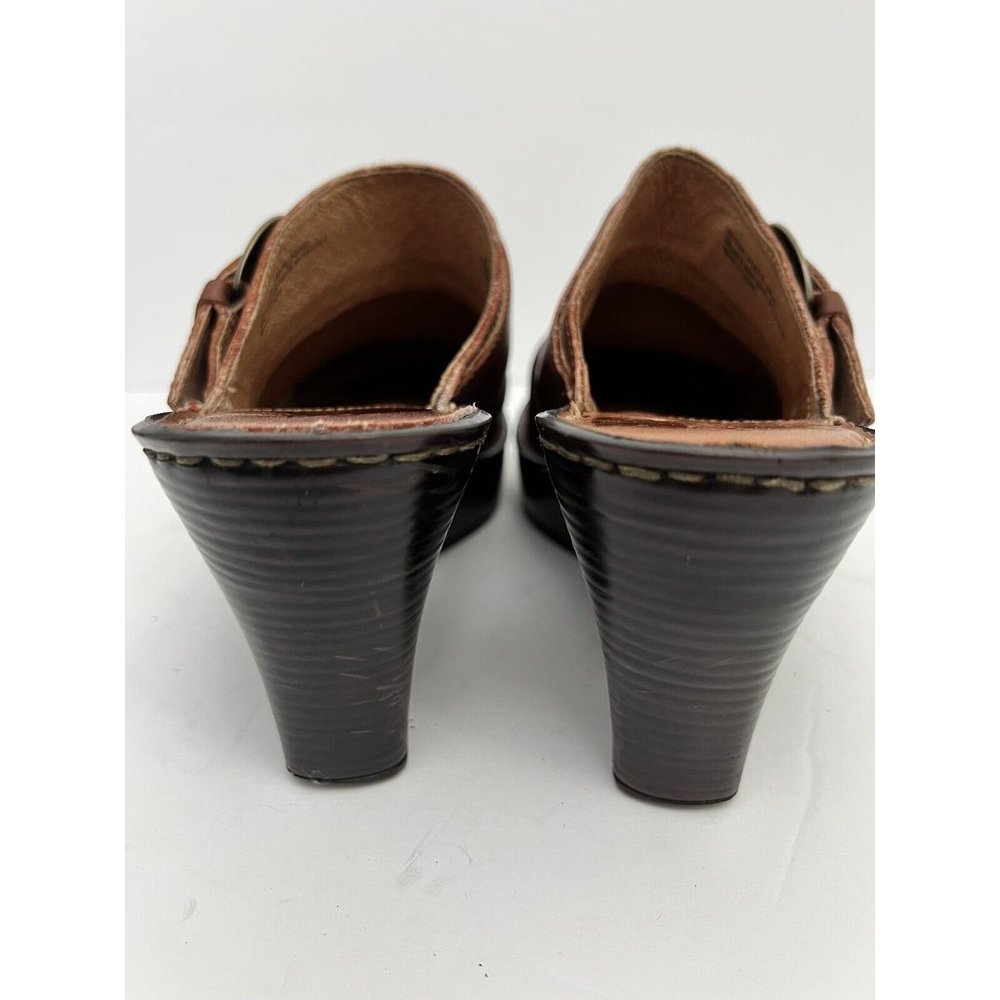 Born Womens Hand Crafted Foot Wear Buckle Slide On Clog Mule Shoe Brown Sz US 8 - Picture 10 of 13